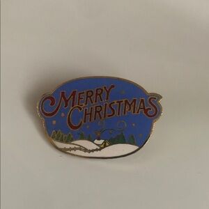 Merry Christmas Enamel Pin - Blue and Red